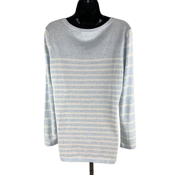 OUI  cashmere /silk blend sweater lightweight very soft comfy Med 38' chest stri - Picture 3 of 7